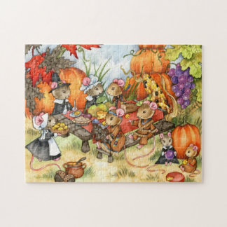 Thanksgiving muizen - Cute Puzzle Legpuzzel