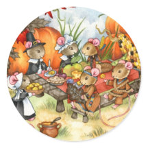 Thanksgiving Muizen - Schattigee Stickers