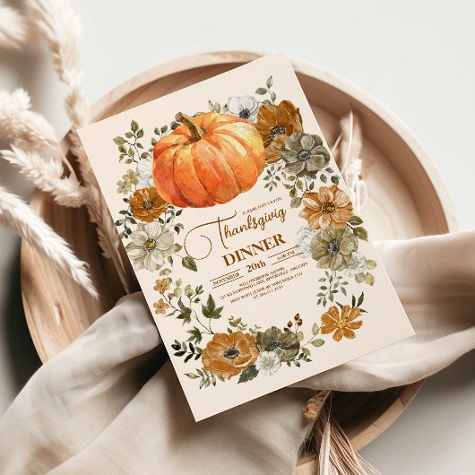 Thanksgiving najaar Floral Pumpkin Kaart