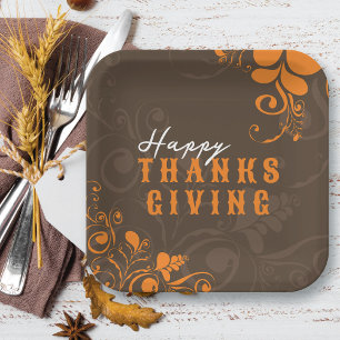 Thanksgiving najaar Herfst Deco Oranje bladeren Papieren Bordje