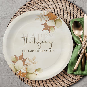 Thanksgiving najaar Herfst Greenery Elegant Foliag Papieren Bordje