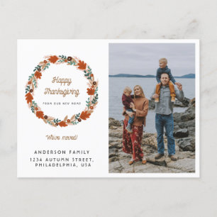 Thanksgiving najaar Wreator Photo Holiday Moving Aankondigingskaart