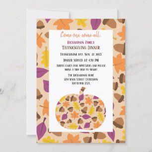 Thanksgiving najaars lef en acorn pompoen feestdagenkaart