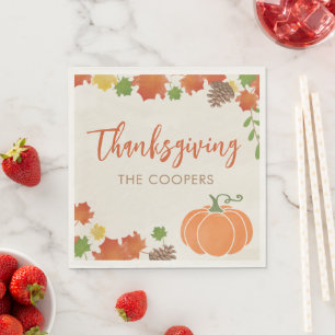 Thanksgiving Napkins   Herfstbladeren en pompoenen Servet