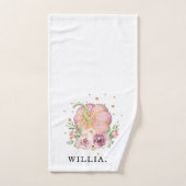 Thanksgiving Nom de famille Citrouille rose (Serviette à main)