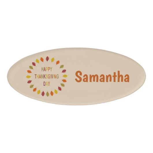 Thanksgiving Oak Verlaat aangepaste naam Naambadge (Voorkant)
