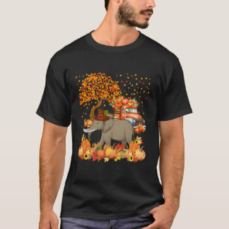 Thanksgiving olifant met Herfst pompoenen zonneblo T-shirt