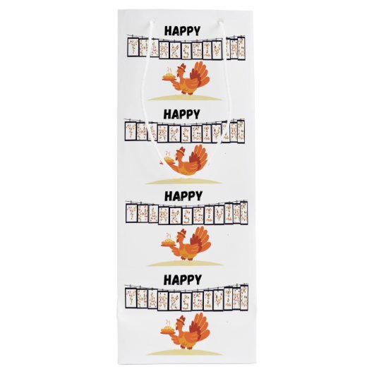 Thanksgiving Ontwerp Papieren Zak/Geschenkzak Wit Wijn Cadeautas (Achterkant)