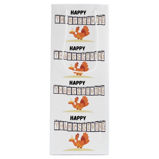 Thanksgiving Ontwerp Papieren Zak/Geschenkzak Wit Wijn Cadeautas (Voorkant)