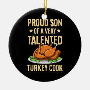 Thanksgiving-ontwerp voor een zoon van een kalkoen keramisch ornament