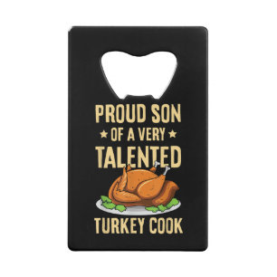 Thanksgiving Ontwerp voor een zoon van een Turkije Kredietkaart Flessenopener
