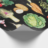 Thanksgiving oogst groenten kleurrijk zwart cadeaupapier (Hoek)