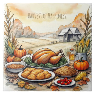 Thanksgiving, oogst van geluk, keramische Tegel Tegeltje