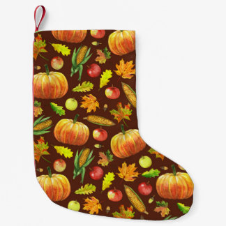 Thanksgiving oogst, waterverf naadloos patroon. kleine kerstsok