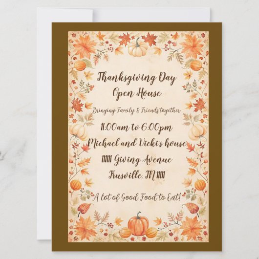Thanksgiving Open House Fête Invitation (Devant)
