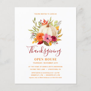 THANKSGIVING OPEN HUIS FLORALE PUMPKIN INVITATIE