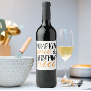 Thanksgiving Oranje en zwarte pompoenen Wijn Etiket