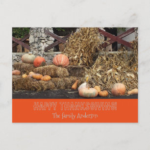 Thanksgiving Oranje pompoen rustiek Briefkaart