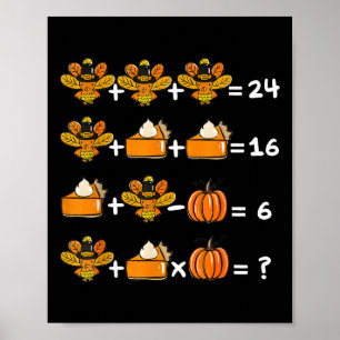 Thanksgiving Orde van Operaties Wiskunde Docent Qu Poster