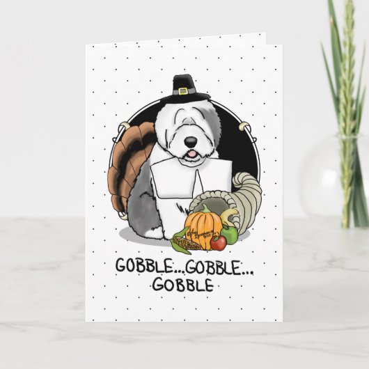 Thanksgiving Oude Engelse Sheepdog (grijs 1) Fun Kaart (Voorkant)