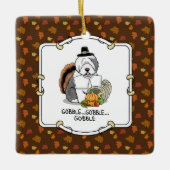 Thanksgiving Oude Engelse Sheepdog (grijs 1) Fun Keramisch Ornament (Voorkant)