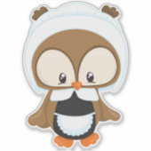 Thanksgiving Owl, bruine boomgaard, pelgrim Bonnet Sticker (Voorkant)
