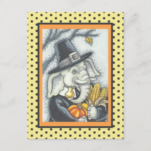 THANKSGIVING PACHYDERM, THANKFUL PILGRIM ELEPHANT BRIEFKAART