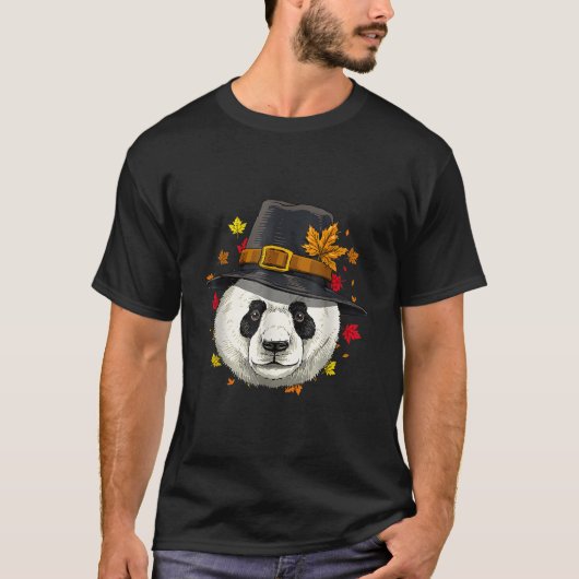 Thanksgiving Panda Pelgrim T-shirt (Voorkant)