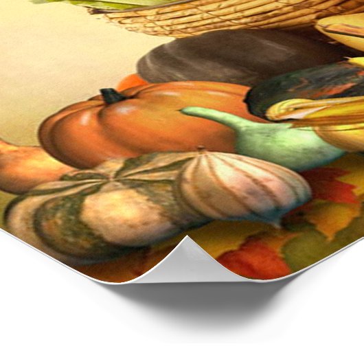 Thanksgiving, panier avec moisson automne Poster (Coin)