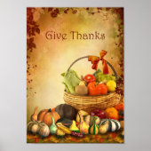 Thanksgiving, panier avec moisson automne Poster (Devant)