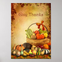 Thanksgiving, panier avec moisson automne Poster