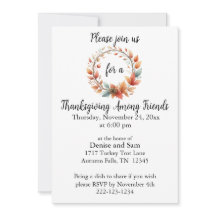 Thanksgiving Parmi Les Amis Invitation