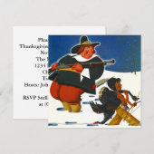 Thanksgiving Partij diner Uitnodiging Pilgrim & jo (Voorkant / Achterkant)