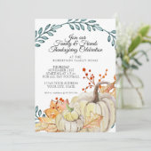 Thanksgiving Party Rustieke Herfst Leaf n Hout Pom Kaart (Staand voorkant)