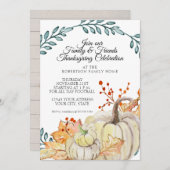 Thanksgiving Party Rustieke Herfst Leaf n Hout Pom Kaart (Voorkant / Achterkant)