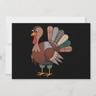 Thanksgiving Patchwork Gewatteerde Kalkoen Herfst Feestdagenkaart