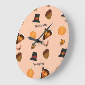 Thanksgiving patroon op roze grote klok (Hoek)