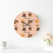 Thanksgiving patroon op roze grote klok (Huis)