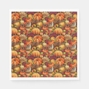 Thanksgiving Patroon Pompoenen Turkije Herfst Blad Servet