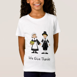 Thanksgiving pelgrim meisje en jongen t-shirt