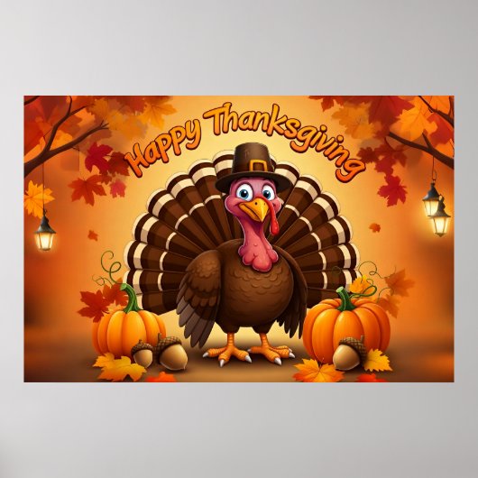 Thanksgiving Pelgrim Turkije Poster (Voorkant)