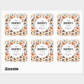 Thanksgiving Pelgrims Oogst Pattern Keuken Vierkante Sticker (Vel)