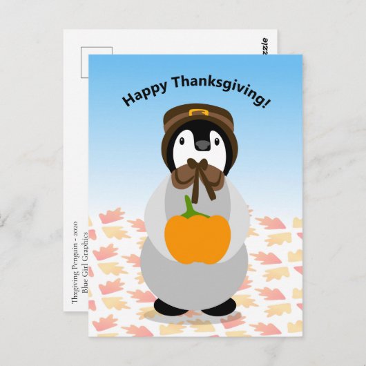 Thanksgiving Penguin Briefkaart (Voorkant / Achterkant)