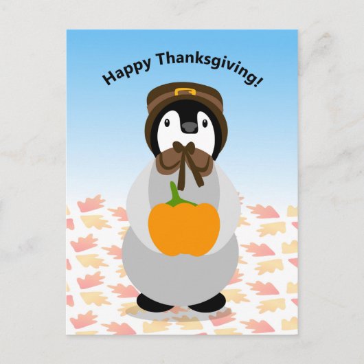 Thanksgiving Penguin Briefkaart (Voorkant)