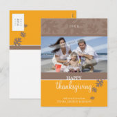 THANKSGIVING PHOTO CARTE POSTALE :: tomber feuille (Devant / Derrière)