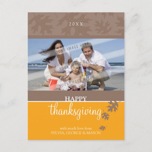 THANKSGIVING PHOTO CARTE POSTALE :: tomber feuille (Devant)