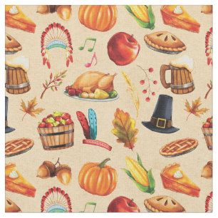 Thanksgiving Pie Turkije Pompoen Patroon Stof