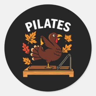 Thanksgiving Pilates Kalkoen Voor Yoga En Fitness  Ronde Sticker