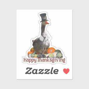 Thanksgiving Pilgrim Goose Sticker