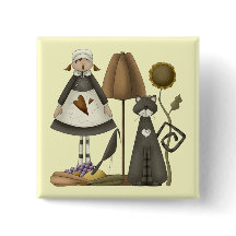 Thanksgiving Pilgrim Life Square Button